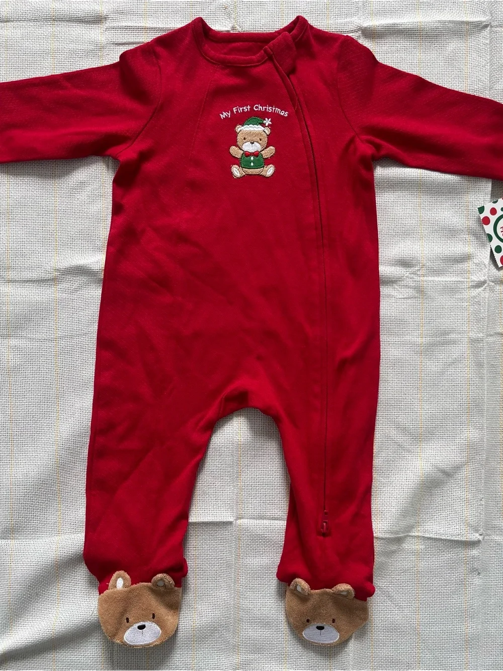 Little Me Red 'My First Christmas' Footed One-Piece